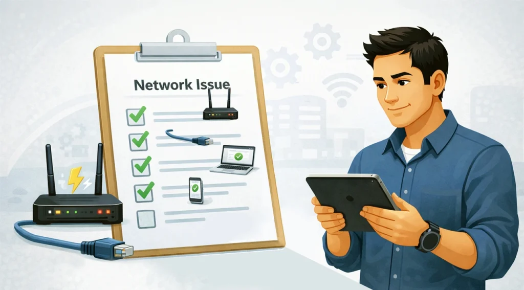 چگونه شبکه قطع شده را وصل کنیم؟ چک لیست فوری رفع مشکل قطع شدن شبکه
