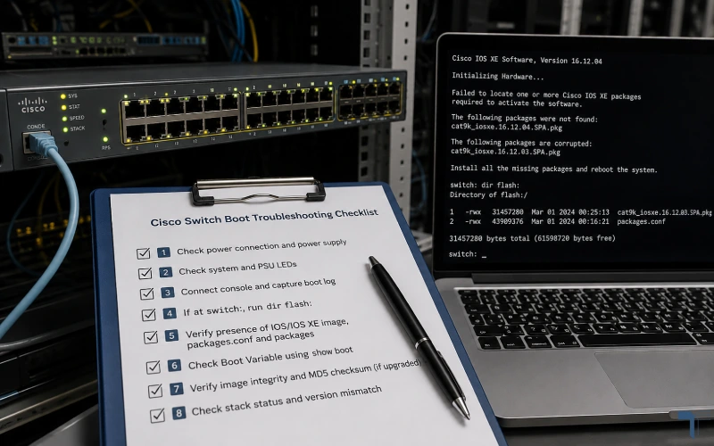 چکلیست سریع عیبیابی بالا نیامدن سوئیچ Cisco