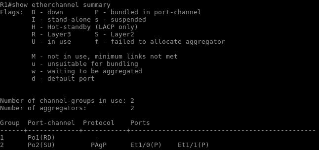 دستور show etherchannel summary
